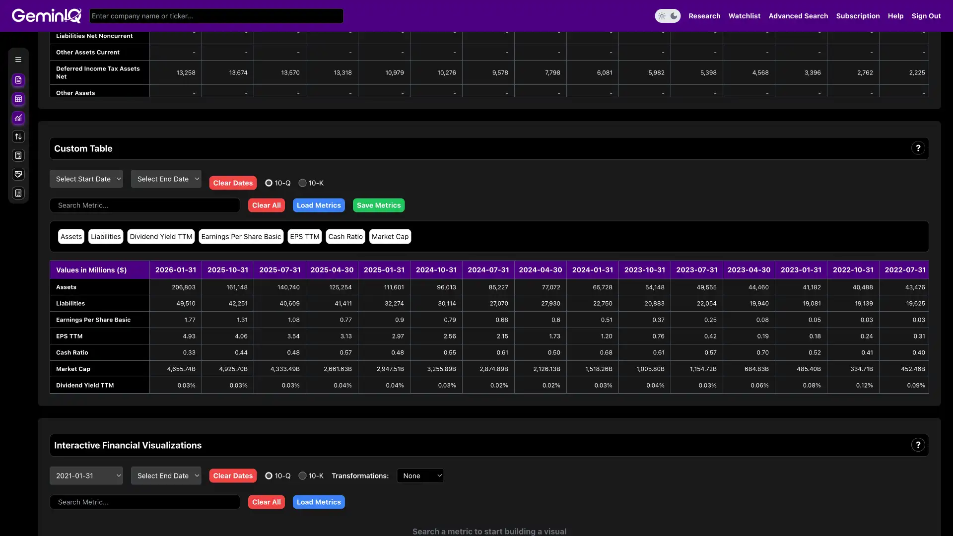 Custom Tables Screenshot