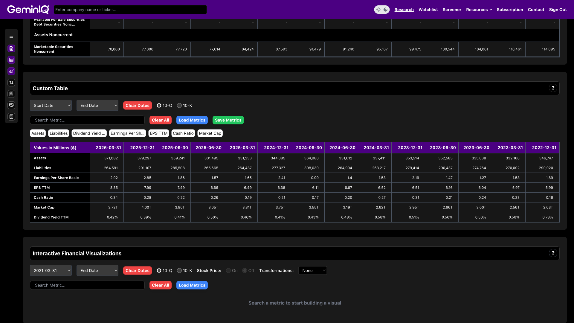 Custom Tables Screenshot