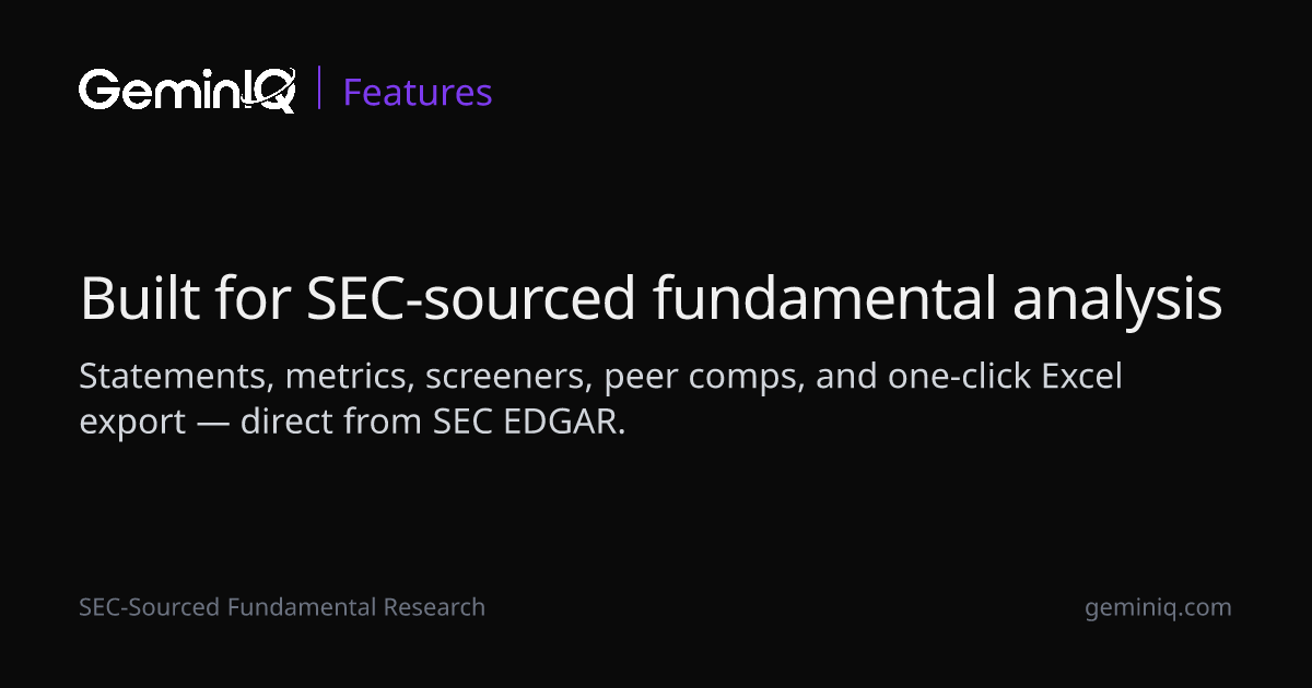 GeminIQ Features | Institutional-Grade SEC Data Tools